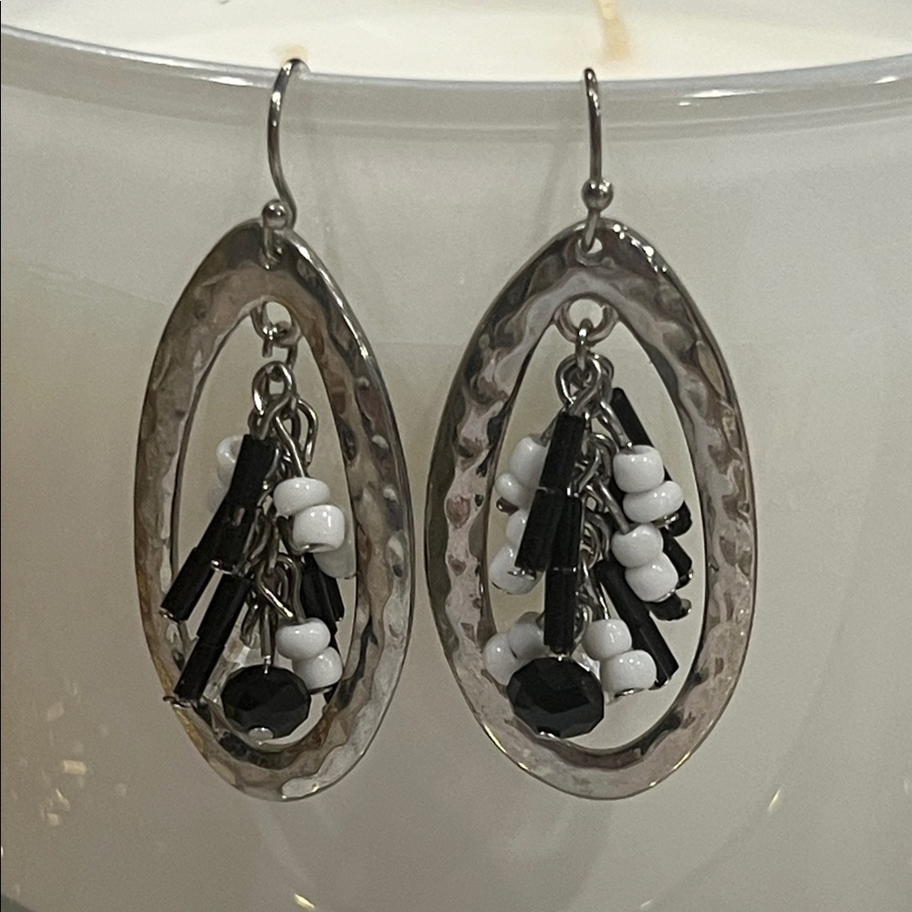 Elegant Silver and Black Dangle Earrings